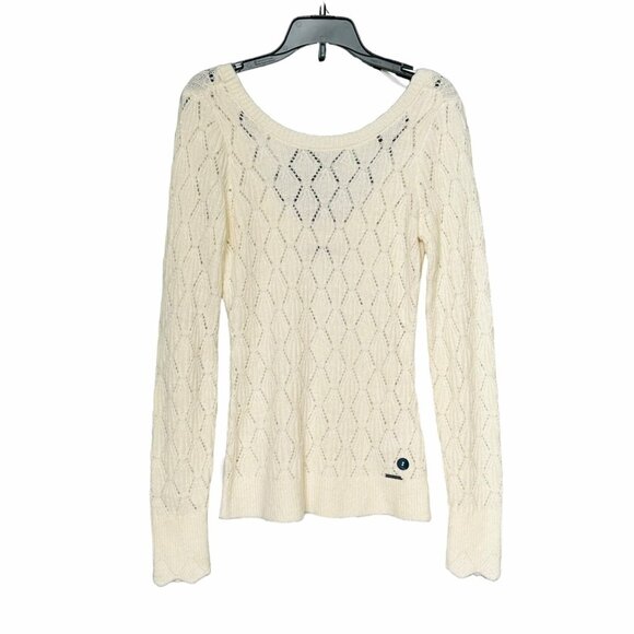 Abercrombie and Fitch Sz S Women's knit sweater Cream Ivory diamond Pattern New - Picture 1 of 6
